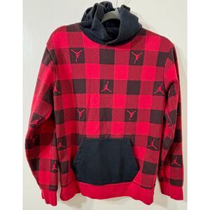 Jordan Boys XL Cotton Blend Buffalo Plaid Jumpman Basketball Graphic Hoodie